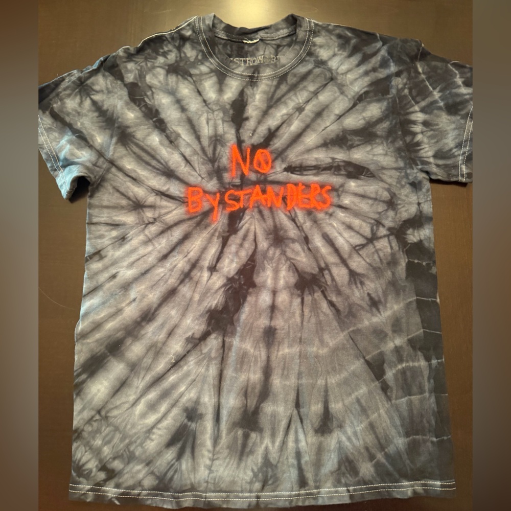Wish you Were Here Astroworld Tie-Dye Tee - Black & Gray with Orange Text